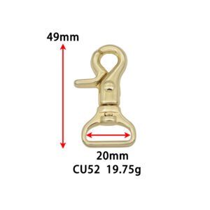 CU52 Solid Brass Snap Hook Swivel Eye Push Gate Clip Trigger Clasp for Leather Craft Bag Strap Belt Webbing Pet Dog Leash Keychain