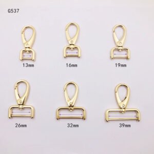 G537 High quality zinc alloy 6 size light gold swivel hook snap hooks