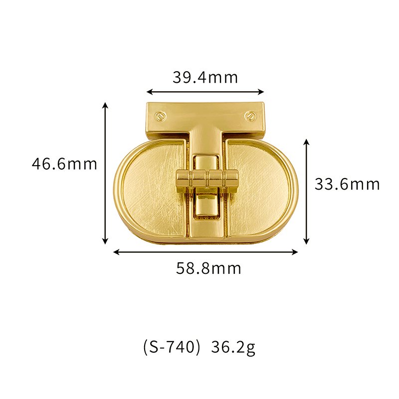 S740-6 S740 Good Quality Fashion Custom Metal Turn Bag Lock Clasp Push Twist Lock