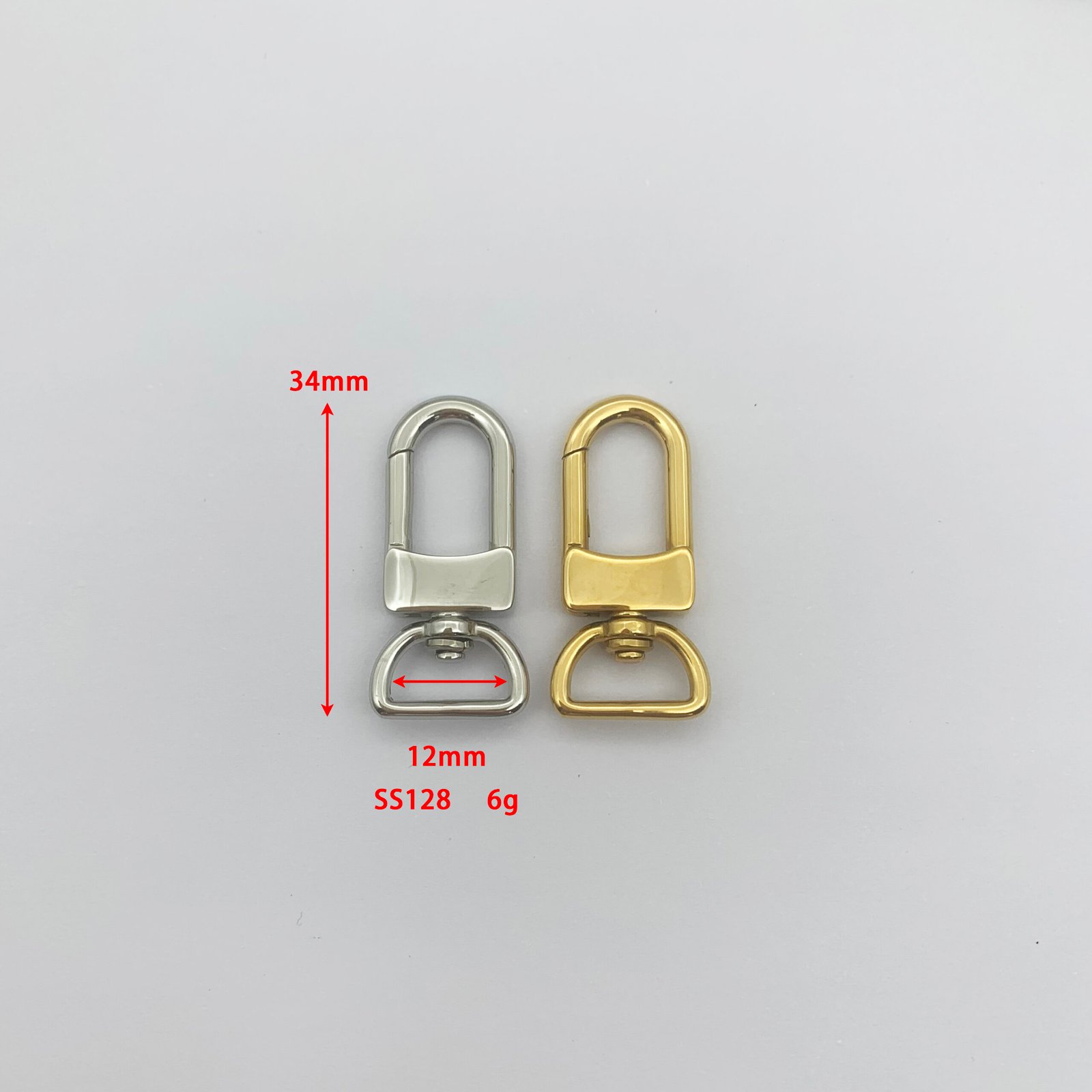 SS128尺寸 SS128 Handbag Hardware Accessories Bag Strap Dog Buckle Clasp Metal Snap Hook Stainless Steel Swivel Lobster Hook for Bag