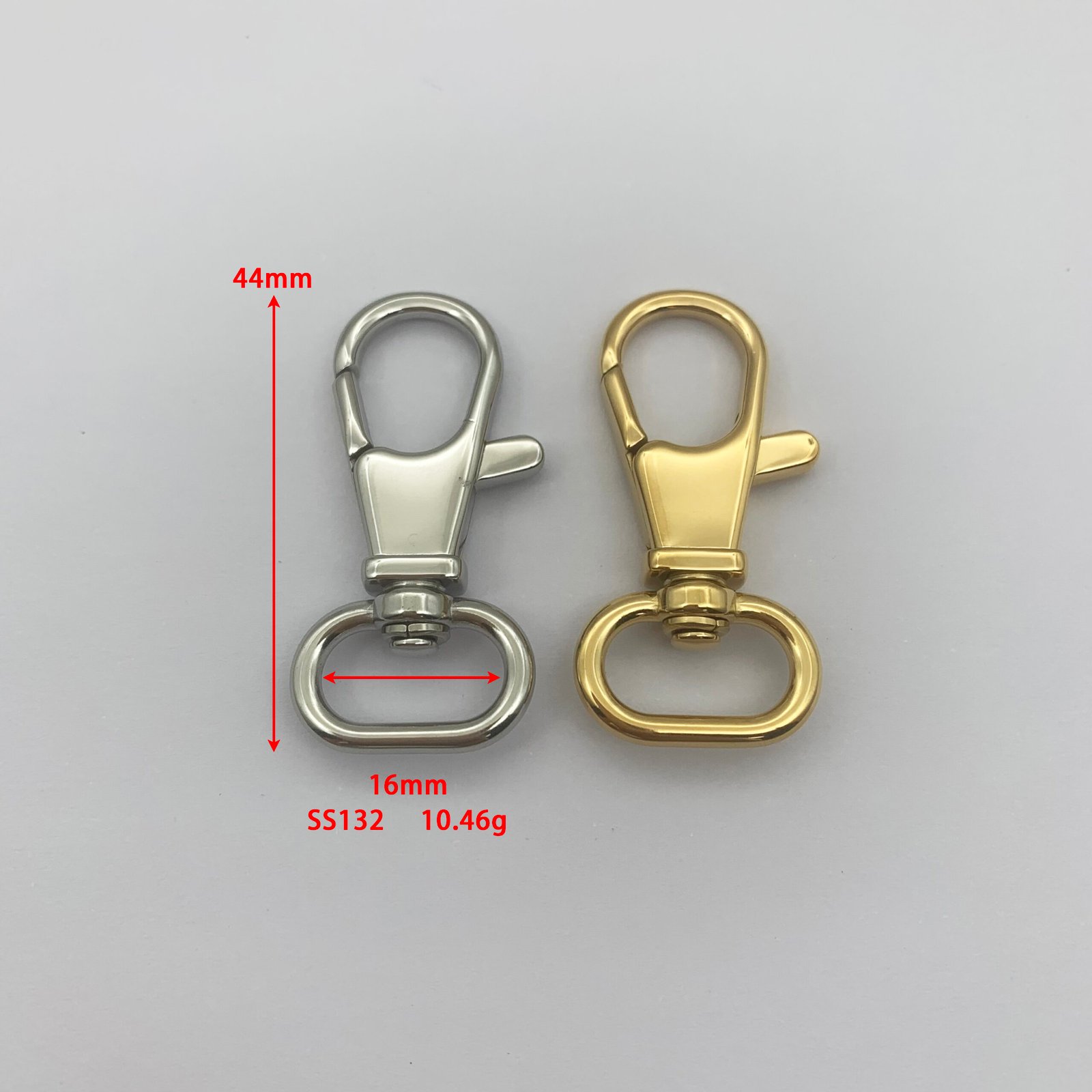 SS132尺寸 SS132 16mm Stainless Steel Handbag Hardware Bag Accessories Trigger Keychain Snap Buckle for Bag Metal Bag Strap Lobster Clasp Swivel Hook