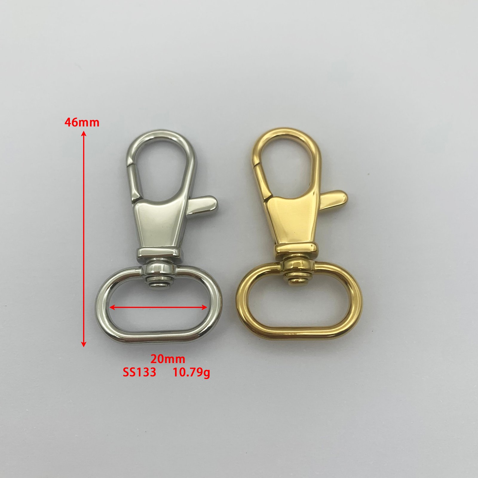 SS133尺寸 SS133 Stainless Steel Lobster Swivel Clasp Dog Hook Spring Snap hook for bags and DIY
