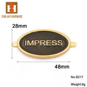 B217 Custom Black Epoxy Oval Metal logo Plate for Purse