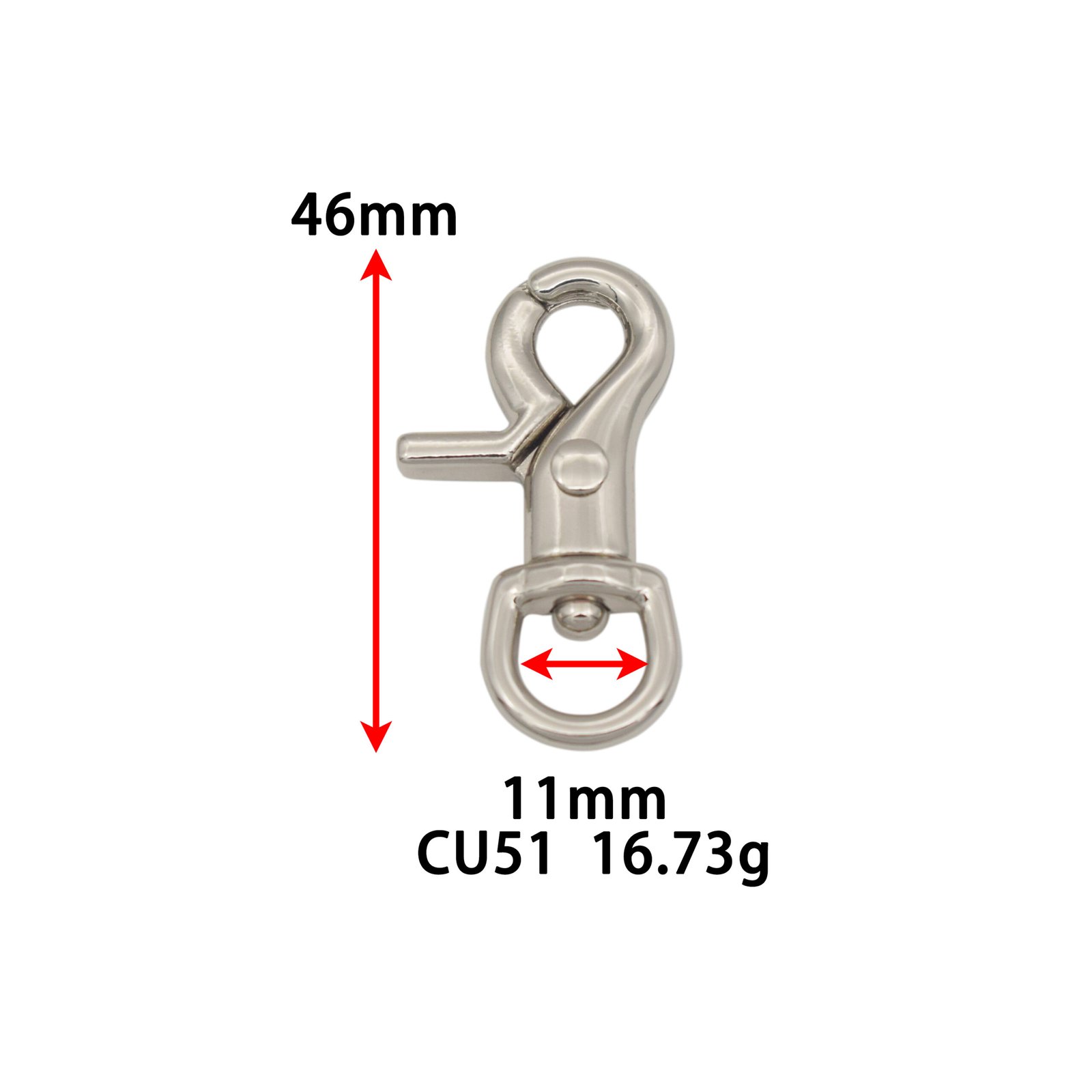 cu51尺寸 CU51 Brass Swivel Bolt Hook Dog Buckle Lobster Clasp Metal Snap Hook for Bag and Backpack