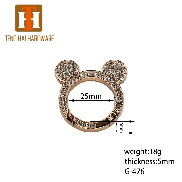 0d24f4510aa263a72e6425cea3c677ff G477 Diamond-studded spring ring with diamond zinc alloy split ring metal car key chain ring luggage accessories - Image 2
