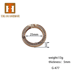 G477 Diamond-studded spring ring with diamond zinc alloy split ring metal car key chain ring luggage accessories