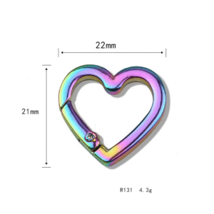 R131 Alloy Bag Strap Snap Hook Buckle Rainbow Spring Keyring Heart Open Ring for Key Fob Hardware Buckle Bags
