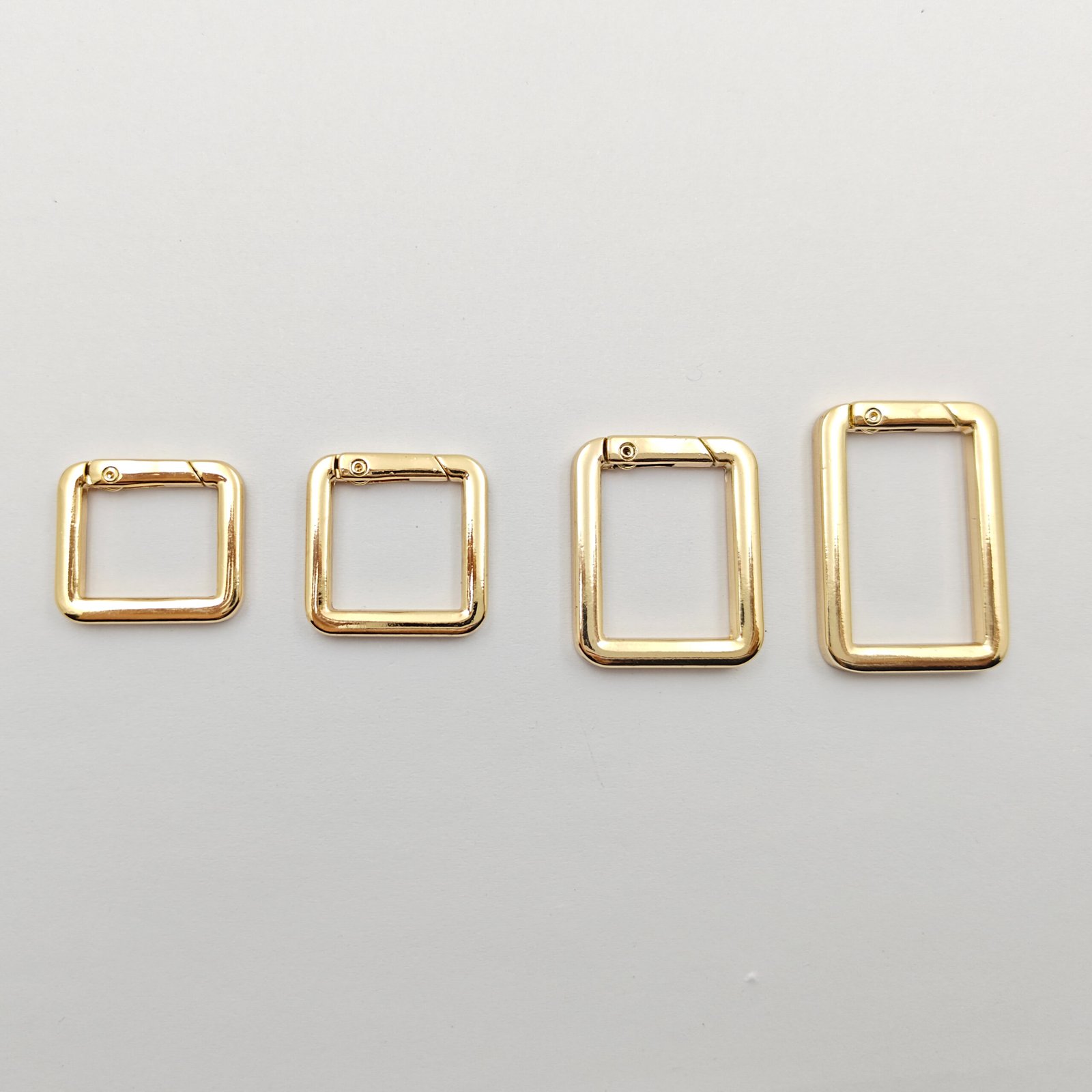 Main-01 R164 In Stock Various Sizes Bag Handbag Hardware Light Gold Flat Square Spring Hook Ring Clasp - Image 2