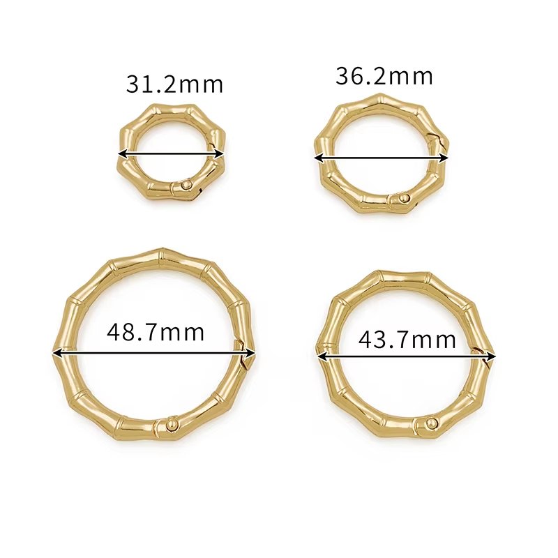 Main-02 G37 Custom Various Sizes Spring Buckle Bamboo Design Metal O Rings Bag Accessories Trigger Snap Clip for Handbag