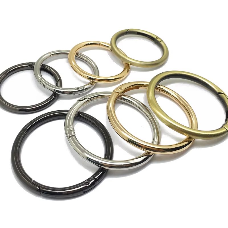 Main-03 R042 Zinc Alloy Metal 13mm 15mm 18mm Diameter Gold Plated Gunmetal Spring Gate Round Ring O Ring - Image 4