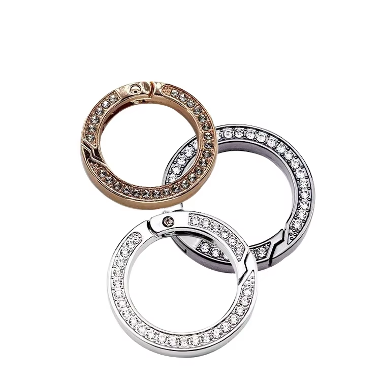 ab9418bbd63891bc1727a84f2f121770 G477 Diamond-studded spring ring with diamond zinc alloy split ring metal car key chain ring luggage accessories - Image 3