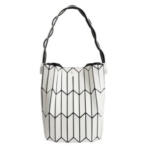 606 New Trendy Geometric Quilted Color-Block Bucket Bag Niche Design Zipper PVC Versatile Handbag