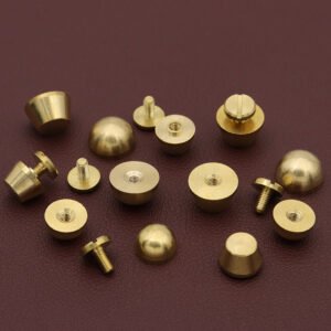 diy handmade leather luggage with bottom foot nails, pure brass hardware, decorative screws in a round arc bucket shape, and no rust