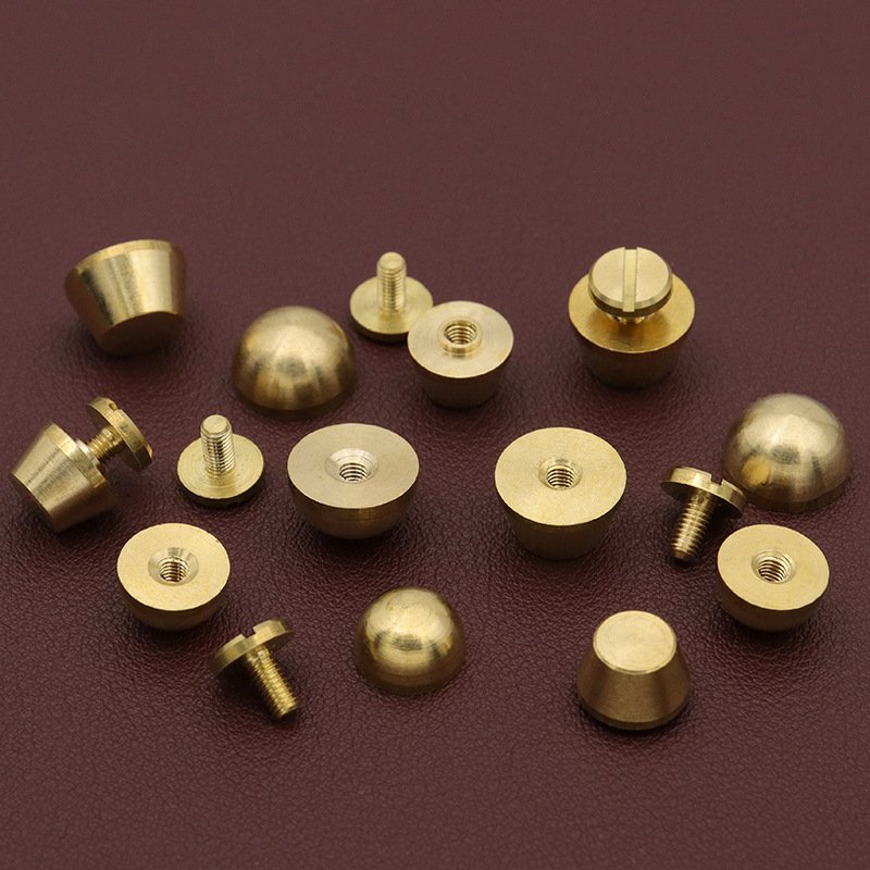 diy handmade leather luggage with bottom foot nails, pure brass hardware, decorative screws in a round arc bucket shape, and no rust diy handmade leather luggage with bottom foot nails, pure brass hardware, decorative screws in a round arc bucket shape, and no rust