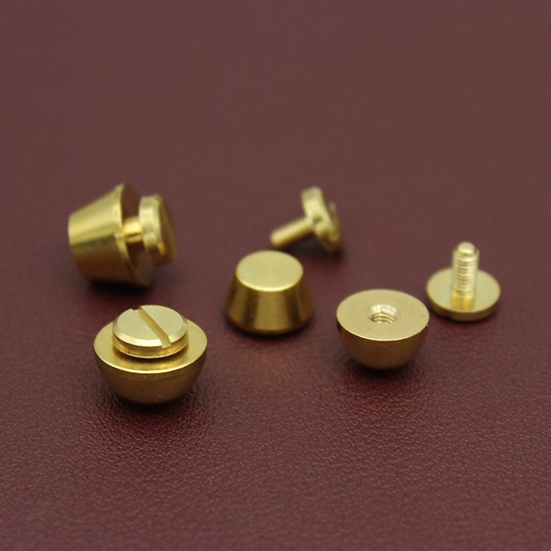 diy handmade leather luggage with bottom foot nails, pure brass hardware, decorative screws in a round arc bucket shape, and no rust diy handmade leather luggage with bottom foot nails, pure brass hardware, decorative screws in a round arc bucket shape, and no rust