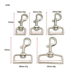 Home-Tenghai hardware g709 multi size nickle swivel snap hooks with tail for bag keychain pet leash wholesale