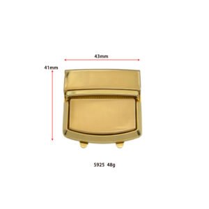 s925 light gold zinc alloy square bag clasp custom engravable handbag purse lock wholesale